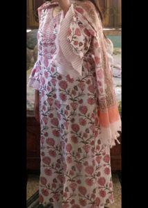 Floral Print Kurti Set With Dupatta