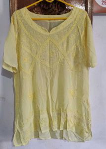 L-size Combo Yellow Embroidered Tunic Top
