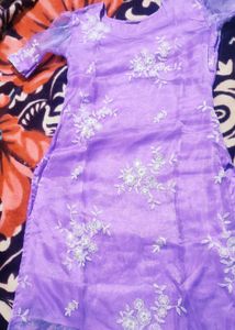 Lavender Orgenga Floral Kurti