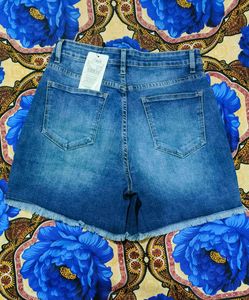 Shein Original Blue High-Waist Denim Shorts - Size