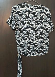 Camo Print Side-Tie Stretchable Top | M Size