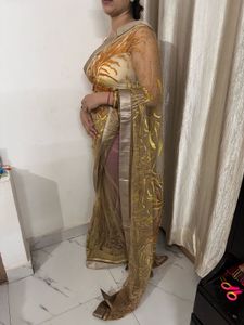Embroidered Net Saree For party Outlook
