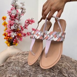 Woven Detail Thong Sandals