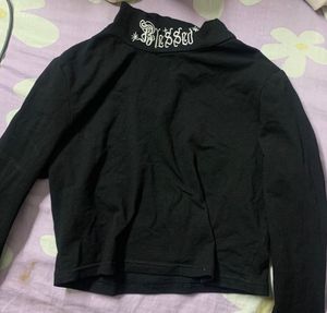 Blessed Black Cropped Top H&amp;m
