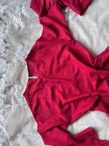 Red Flared Sleeve Top