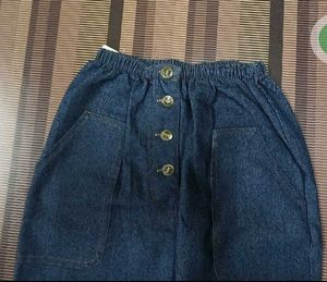 Blue Denim Button Skirt