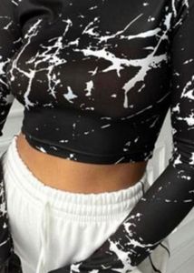Black Marbled Crop Top