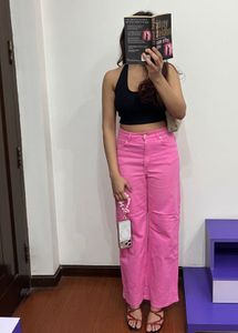 H&M Pink Wide Leg Denim Jeans