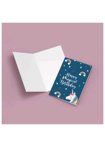 Happy Magical Birthday Card with Unicorn &amp; Rainbow