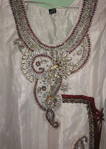 White FROCK Suit With DUPPATA And Salwar