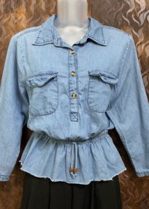 Pintresty 🌸Denim Peplum Shirt Top