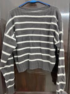 Striped Knit Cropped Sweater