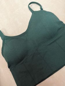 Green Ribbed Crop Top