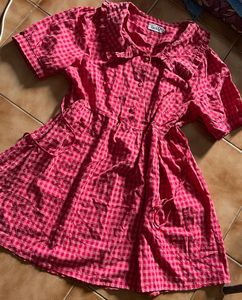 PINK GINGHAM KOREAN DRESS