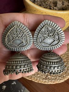 Oxidised Silver Jhumkas