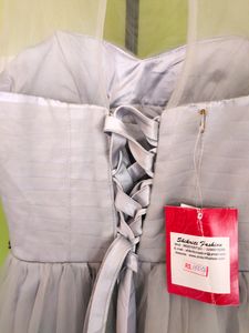 Flared Net Party Wear Dress/New With Tag