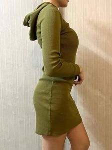 Forever21 Branded Olive Hoody Dress