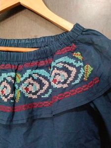 Embroidered Off-Shoulder Top