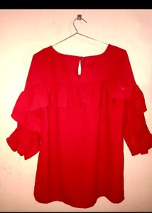 Red Ruffle Top With Free Gift 🎁