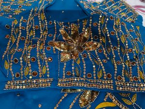 Teal Embellished Sari