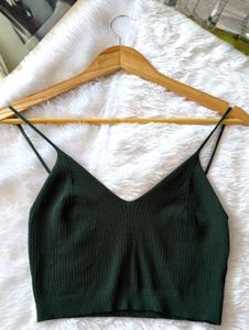 Green Knit Crop Top