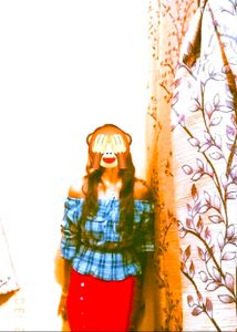 Blue Plaid Off-Shoulder Top