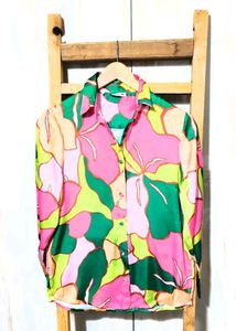 Multicolour Satin Shirt Size-36