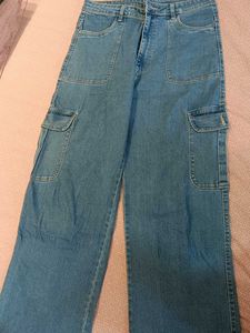 Blue Denim Cargo Pants
