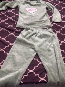 Cute Green Fuzzy Two-Piece Set