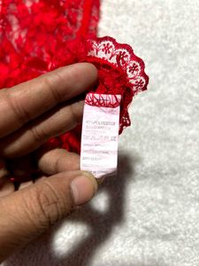 Red Lace Cut-Out Bodysuit (Free Size)