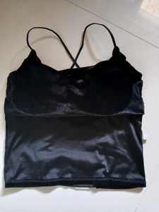 Solid Round Neck Backless Slim Fit Crop Top