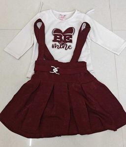 Girls Burgundy Skirt Set