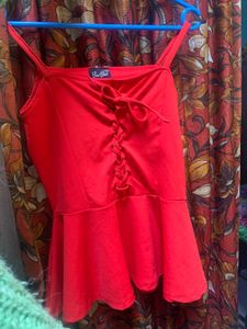 Red Peplum Tank Top