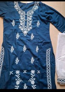 Embroidered  Chikni Kari Kurti Set