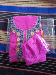 Pink Embroidered Dress Material