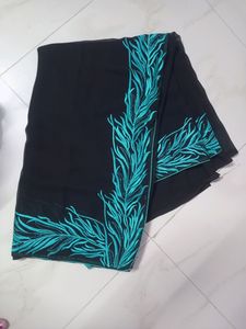 Black & Rama Embroidery Frency Saree