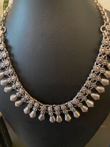 Oxidized Silver Tribal Style Necklace