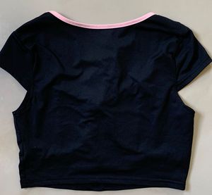 Pink Neckline Crop Top