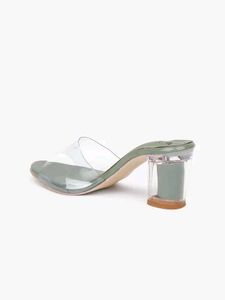 Green Block Heel Mules