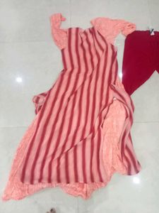 New Three PCs Suit(Kurti,Shrug And Pant)