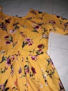 Yellow Printed Short Kurthi