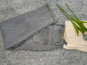 Blue Ribbed Straight Jeans