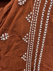 Embroidered Orange Blouse