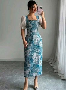 Blue Floral Bodycon By Savana