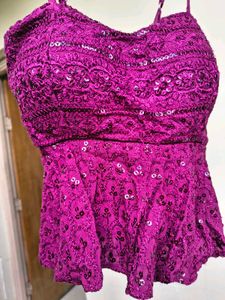 Burgundy Peplum Top