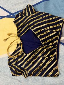Dark Blue Padded Heavy Blouse For saree.