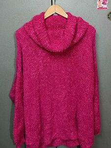Hot Pink fluffy Roll Neck Jumper/Dress-FIXED PRICE