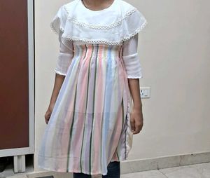 Striped Pastel Tunic Attached With White Top