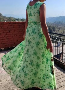 Green Floral Embroidered Dress