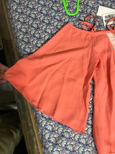 brand new Coral Flutter Sleeve Top